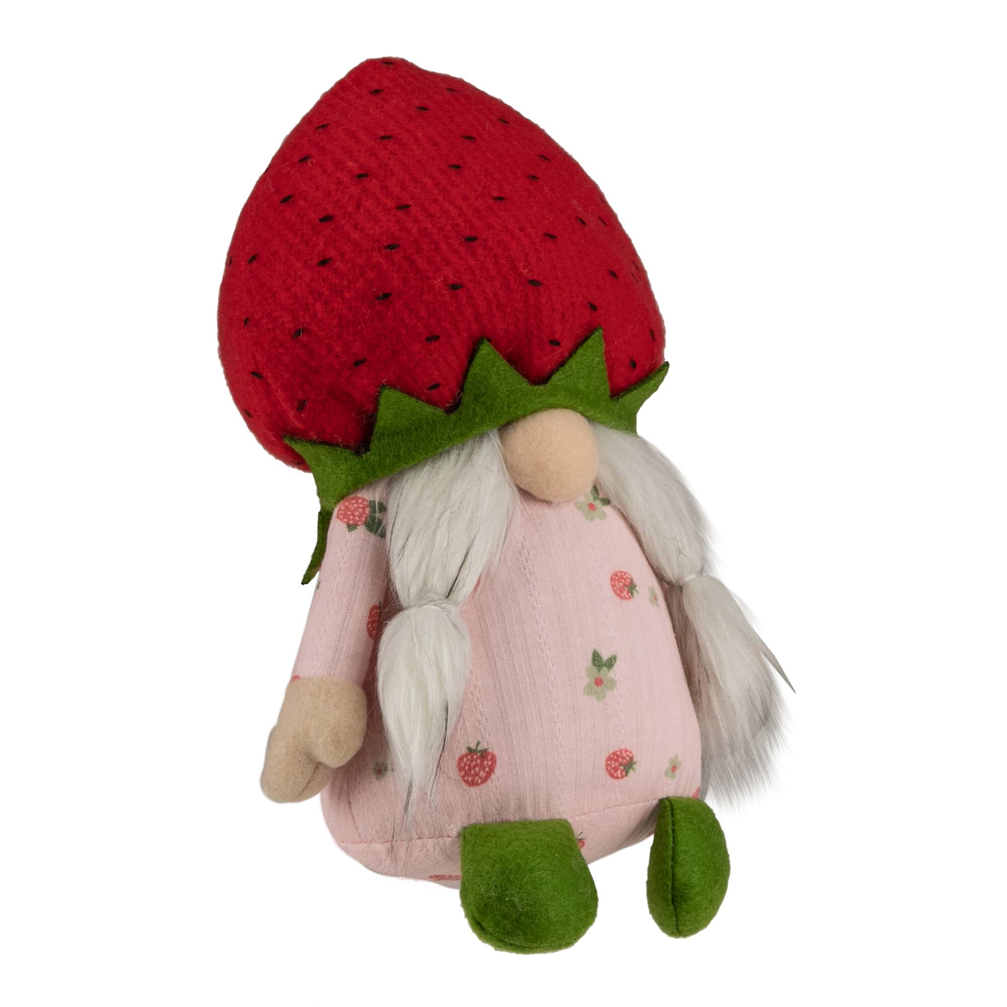 9.5" Green & Red Girl Springtime Strawberry Gnome